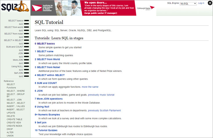 sqlzoo 1 sql tutorial main page